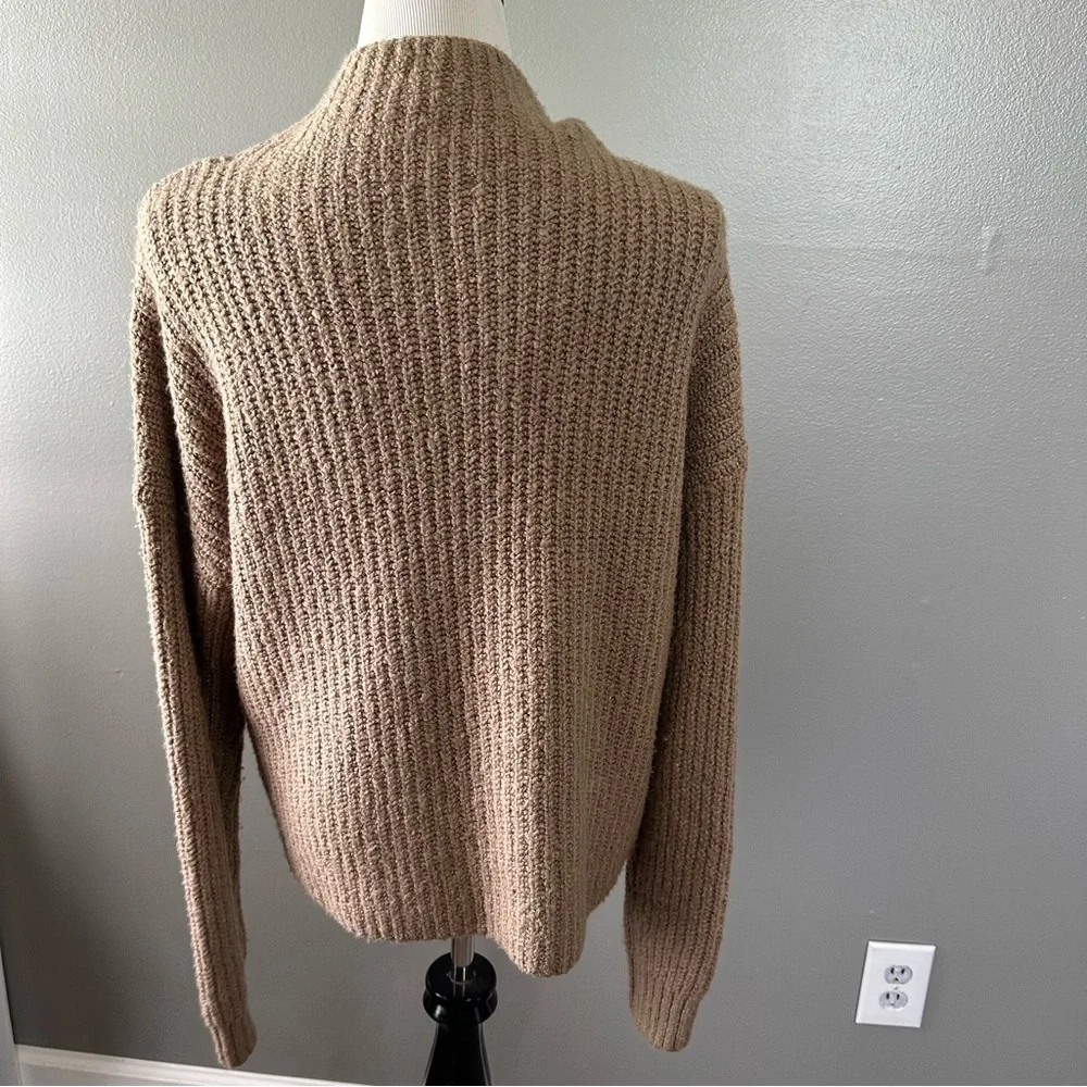 Anthropology women’s size S chunky knit loose fit mock neck sweater, beige color